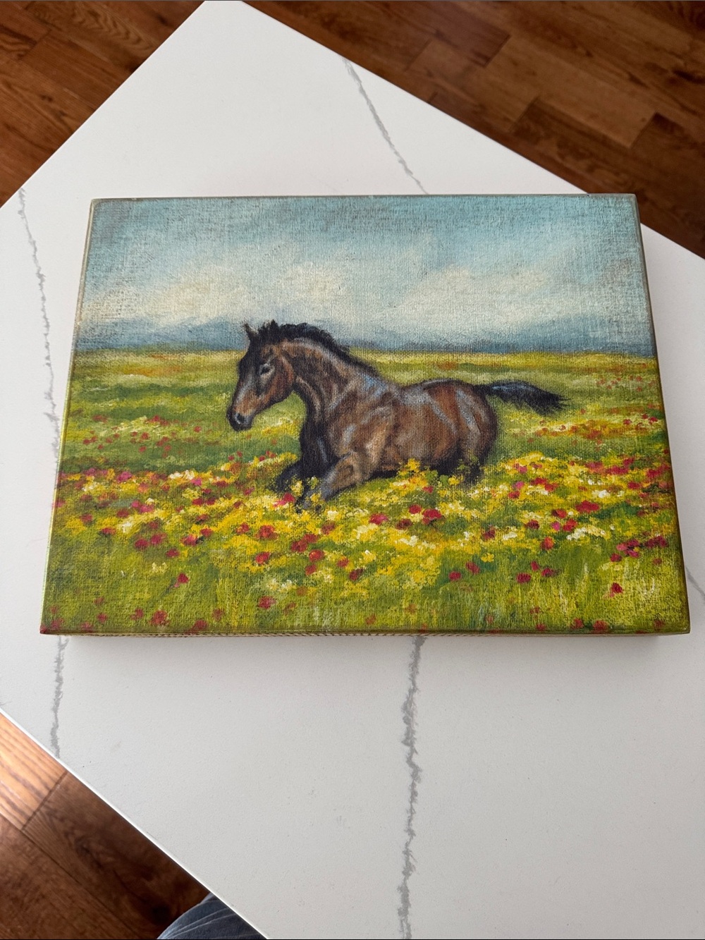 Primitives by Kathy-Horses In A Field Painting